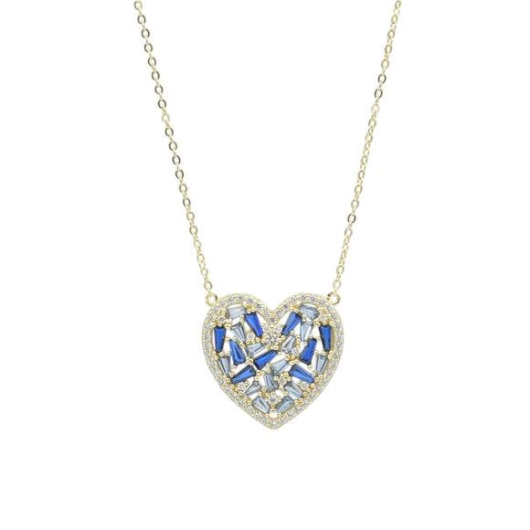 Blue Heart of Shine gold Necklace - Picture 1 of 7